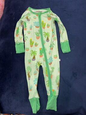 Little Sleepies Green Succulent Print One-Piece